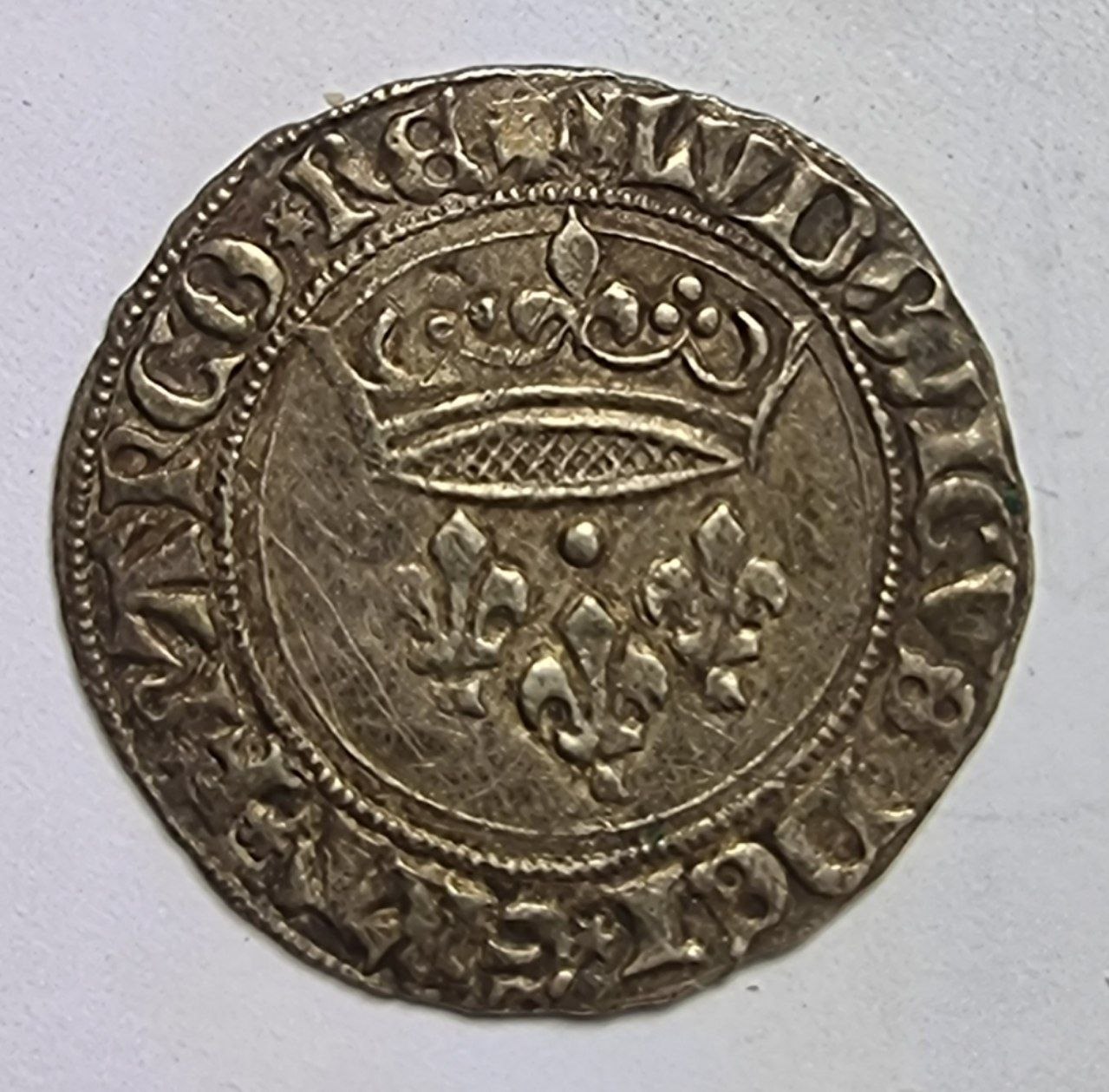 Франция. Монета 1 грос (грош) 1430 год.