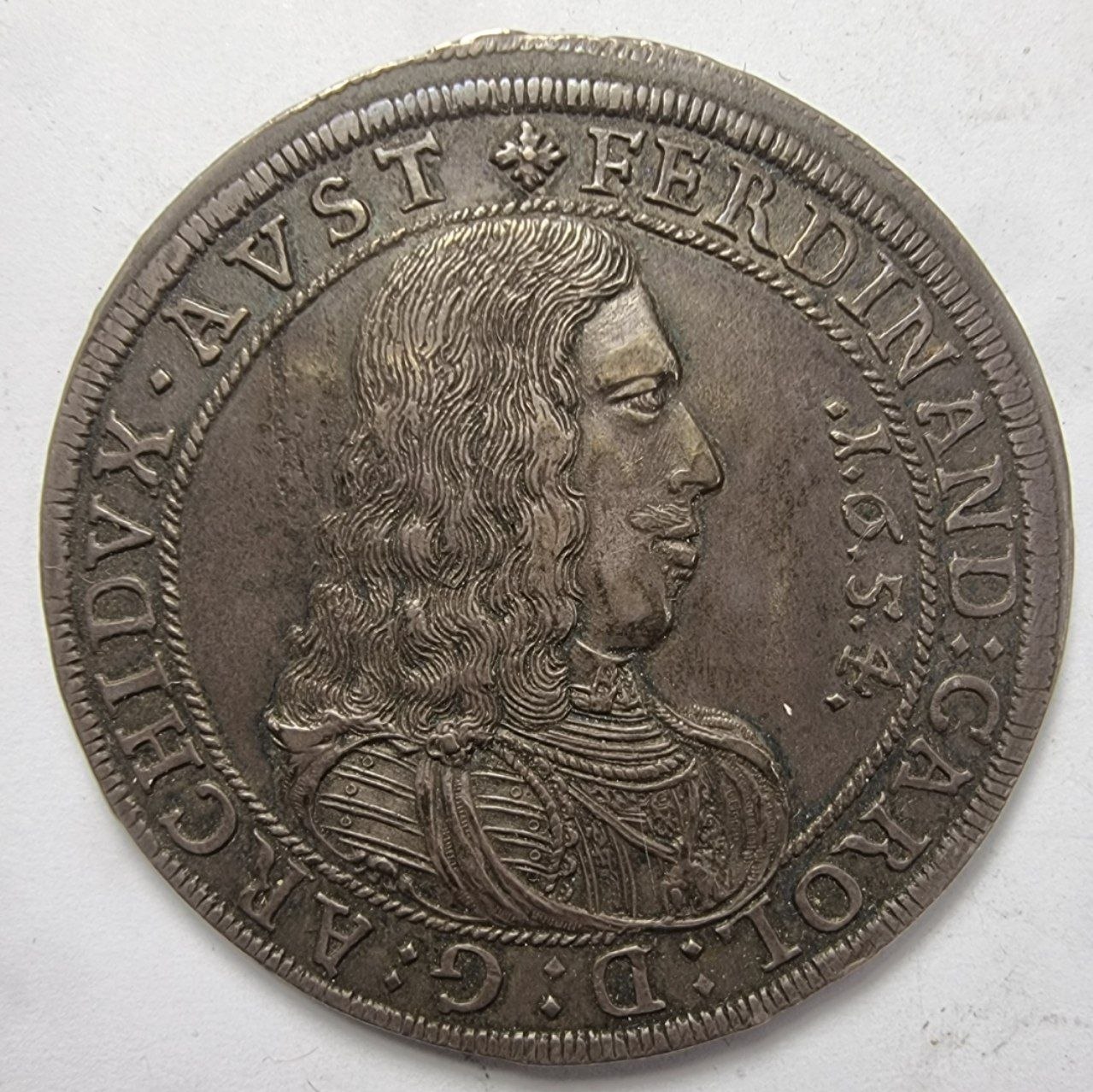 Австрийские государства, Тироль. 1 талер 1654 года. Фердинанд Карл, эрцгерцог Австрийский