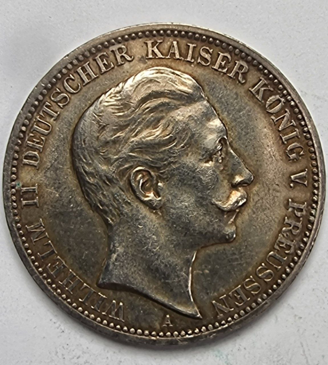 Германия. Монета 3 марки 1910 года.