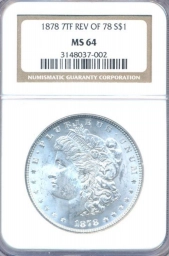 США Монета $ 1 Доллар 1878 г. Morgan Dollar (7TF ПЕРВЫЙ ГОД ЧЕКАНКИ)