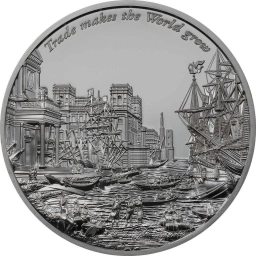 Острова Кука, монета $ 10 Долларов 2022 Торговля заставляет мир расти