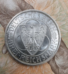 Германия. Веймарская республика монета  3 Рейхсмарки 1930г. Рейнланд