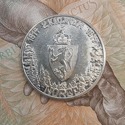 Норвегия, Серебряная монета  2 кроны 1914г.  Конституция Норвегии