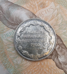 Норвегия. Серебряная монета 2 кроны 1907г. Независимость Норвегии