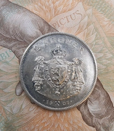 Норвегия. Серебряная монета 2 кроны 1907г. Независимость Норвегии