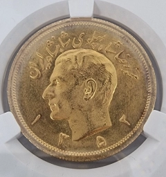 Иран, Золотая монета  2 1/2 пахлави 1973г. в слабе CPRC MS 64 ✨️