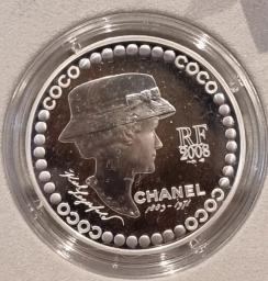 Франция, серебряная монета € 5 Евро (5 EURO) 2008г. COCO CHANEL