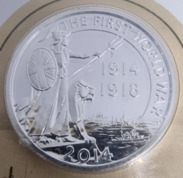 Британия монета 20 фунтов 2014 г 100 лет с начала Первой мировой войны