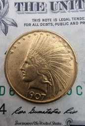 США, золотая монета $ 10 Долларов 1907г. Индеец
