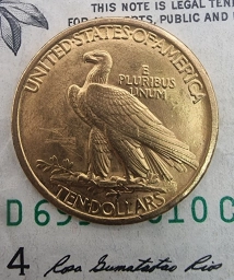 США, золотая монета $ 10 Долларов 1907г. Индеец