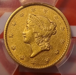 США Золотая монета 1 доллар 1852 г.