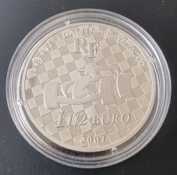 Франция, монета 1.5  евро 2007 Автогонки, Формула - 1, RENAULT