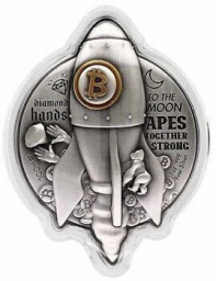 Чад. Монета 5000 франков 2022г. BITCOIN ROCKET (Биткоин ракета)