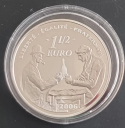 Франция, монета 1.5 евро 2006 Художник Поль Сезанн Игроки в карты