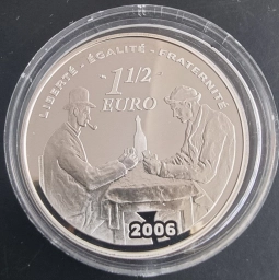 Франция, монета 1.5 евро 2006 Художник Поль Сезанн Игроки в карты