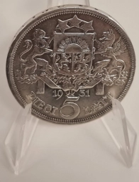Латвия. Монета 5 лат 1931г. Первая Республика