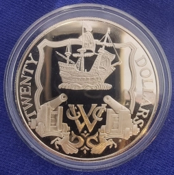 Виргинские острова 20 долларов 1985 г. Сокровища затонувшего корабля.