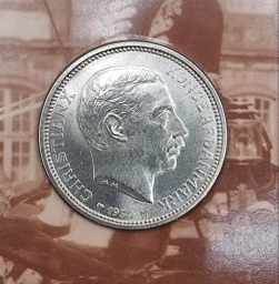Дания, серебряная монета 2 кроны 1930г. Блистер. Юбилей Кристиана X
