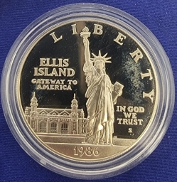 США, серебряная монета $ 1 Доллар 1986г. Статуя Свободы