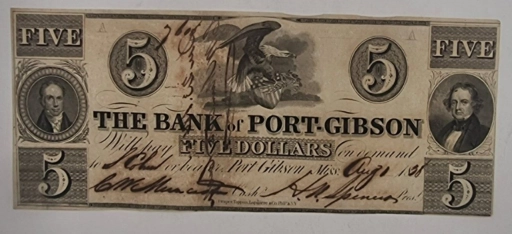 $5 Доллар 1838г. (Five dollars) America, Bank Port-Gibson.