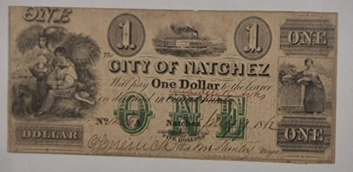 $1 Доллар 1842г. (one dollar) America, город Натчез, штат Миссисипи.