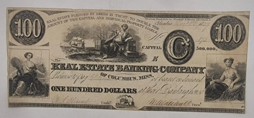 $ 100 Доллар 1837г. (One hundred dollars) America, Real Estate Banking