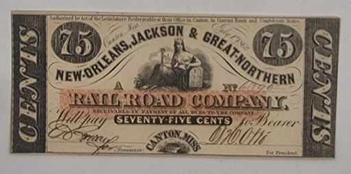 Банкнота 75 центов (75 cents) America, Railroad Company.