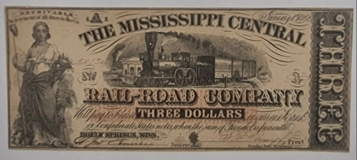 $3 Доллара 1862г. (Three dollars)America, Mississippi Railroad Company