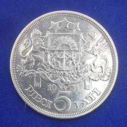 Латвия, серебряная монета 5 лат 1931г.