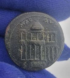 Редкий дюпондий Нерона 64–65 гг. н.э. Большой макеллум Macellum Magnum