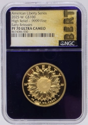 Золотая монета США 100 долларов NGC PF 70 American Liberty