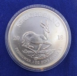 ЮАР, Серебряная монета Крюгерранд (Krugerrand) 2018 года.