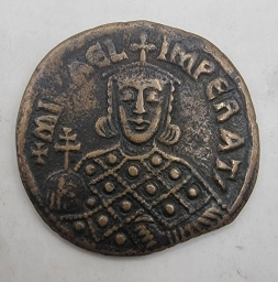 Редкий Византийский фоллис. Михаил III Пьяница и Василий I 866–867 гг.