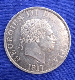Монета 1/2 кроны 1817г. Великобритания. Георг III. Тип Small Head.