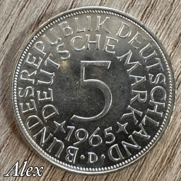 5 марок 1965 ФРГ Штемпельный блеск