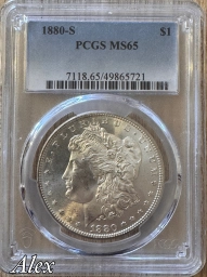 1 доллар 1880 США Морган S MS65 PCGS