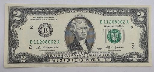 Банкнота 2 доллара США. Серия 2009 года