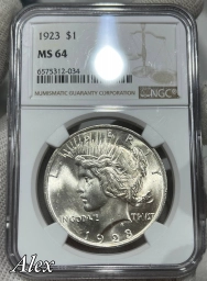1 доллар 1923 США Мирный MS64 NGC