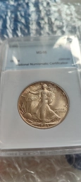 Серебрянный коммеморативный Халф доллар 1943г. Шагающая свобода.MS66