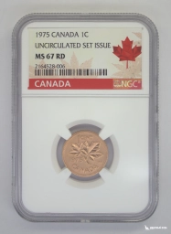 Канада 1 цент 1975 NGC MS 67 RD