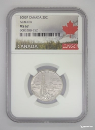 Канада 25 центов 2005-P Alberta NGC MS 67