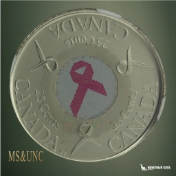 Канада 25 центов 2006-P Breast Cancer Awareness NGC Brilliant Uncircul