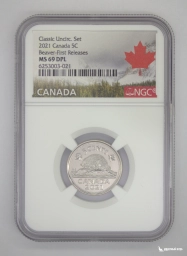 Канада 5 центов 2021 Beaver NGC MS 69 DPL
