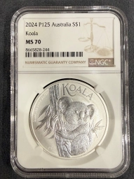 Коала 2024 P125 Австралия 1 oz серебро NGC MS70