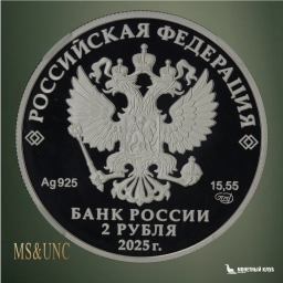 2 рубля 2025 СПМД 200 лет со дня рождения Е.И. Ламанского NNR PF 70