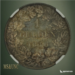Германия Нассау 1 гульден 1846 Адольф NGC MS 66+