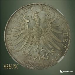 Германия Франкфурт 2 гульдена 1856/46 NGC MS 66+