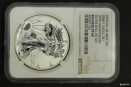 США 1 доллар 2006-P American Silver Eagle 20th Anniversary NGC Reverse