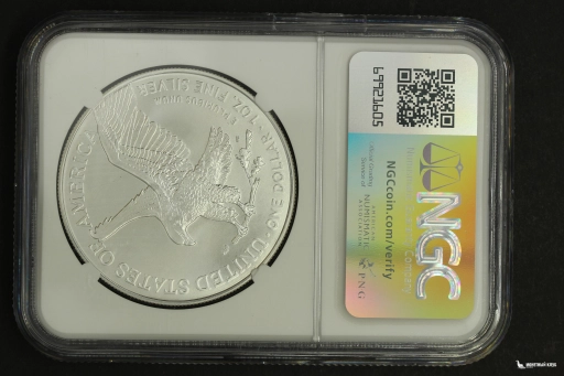США 1 доллар 2023 American Silver Eagle NGC MS 70, этикетка Satellite