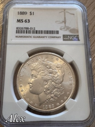 1 доллар 1889 США Морган MS63 NGC